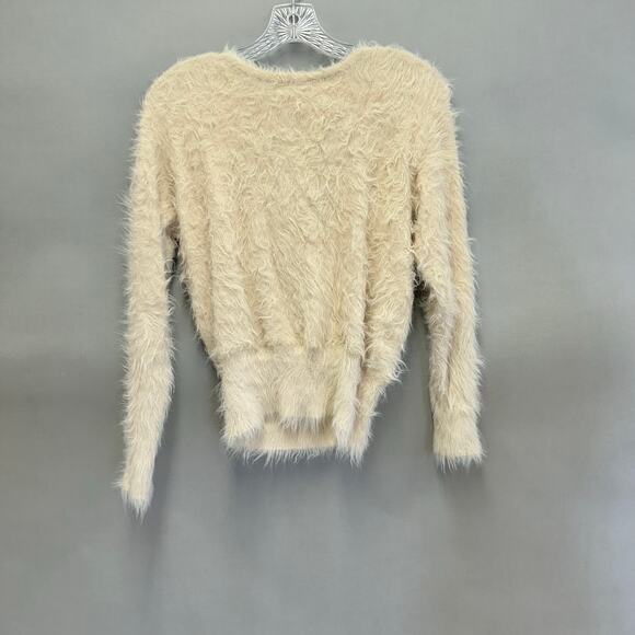 American Eagle ivory eyelash fuzzy crossover back sweater Size Extra Small - Picture 12 of 13